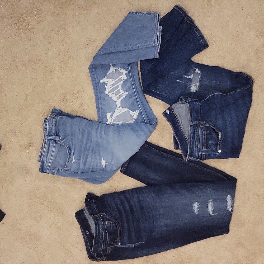 3 Pair Skinny Distressed Jeans